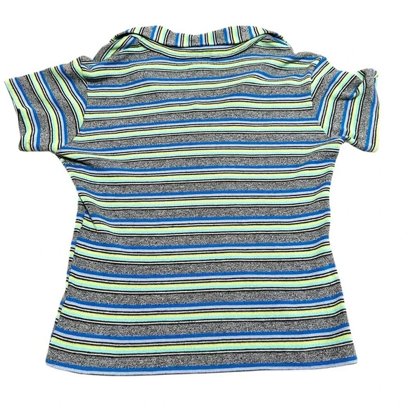 Vintage Y2K Blue gray and green striped collared polo shirt - Picture 2 of 10
